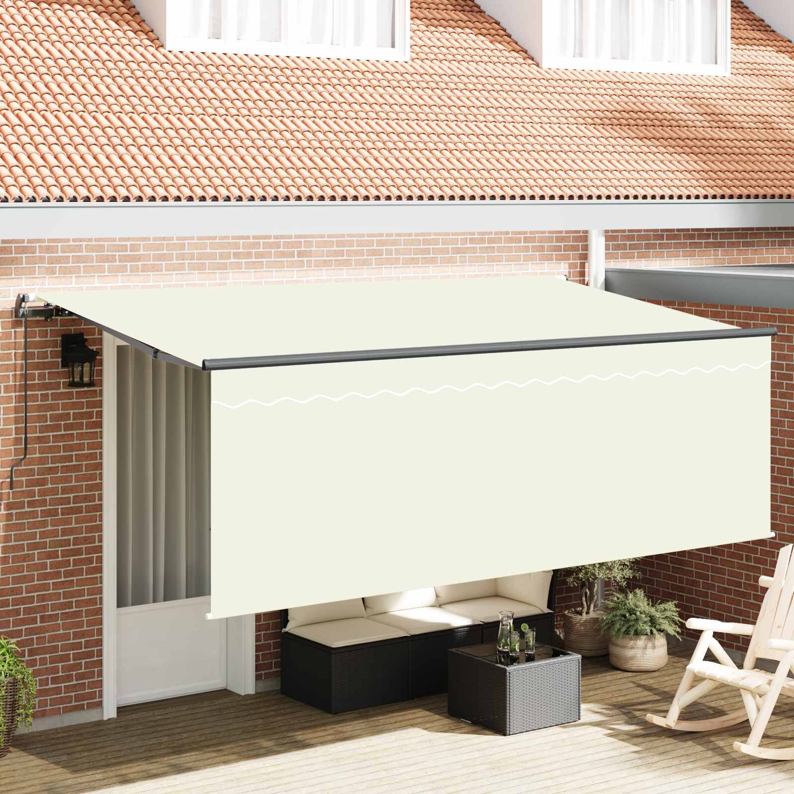vidaXL Прибираща се тента Крем 400 x 200 cm Полиестер и алуминий