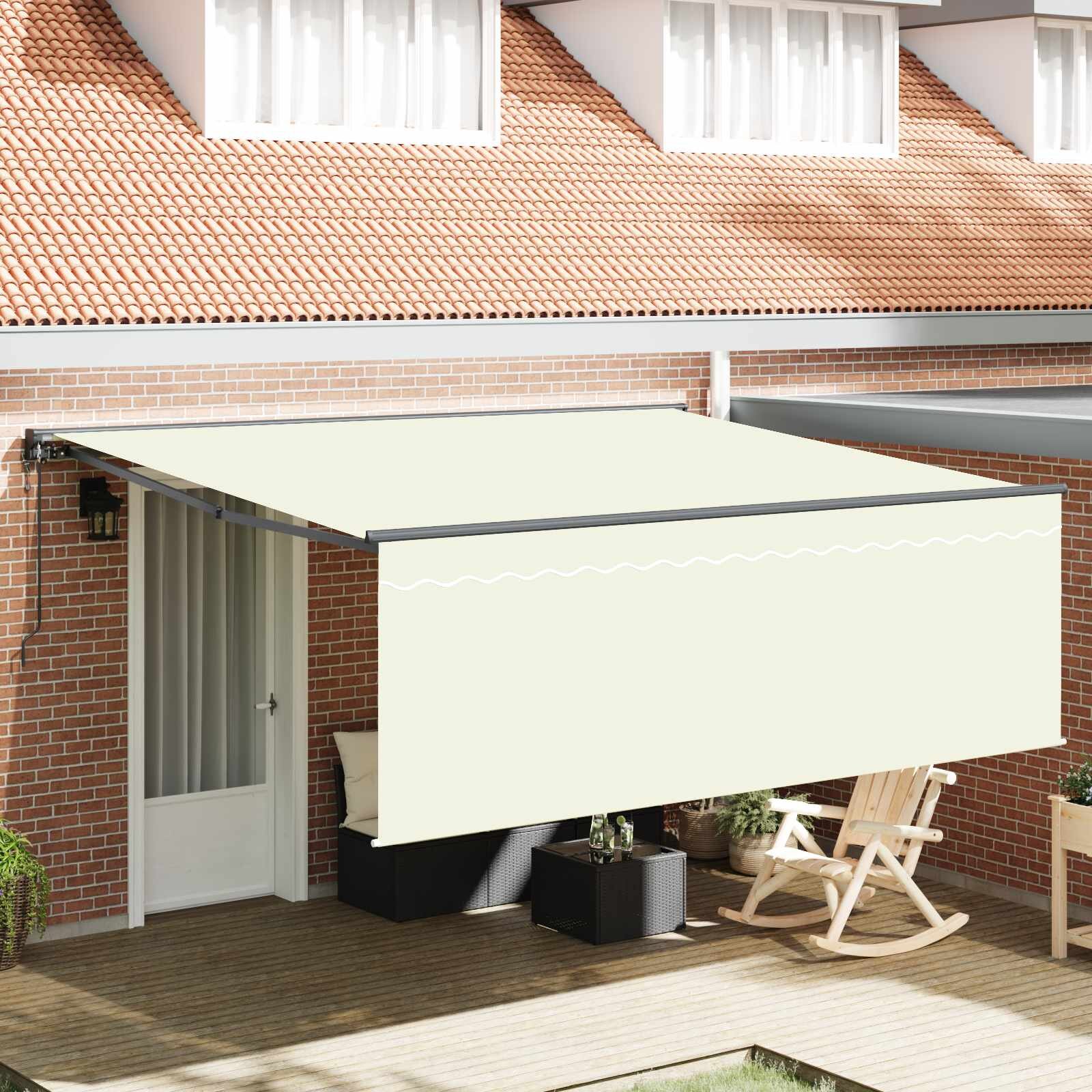 vidaXL Прибираща се тента Крем 400 × 300 cm Полиестер и алуминий