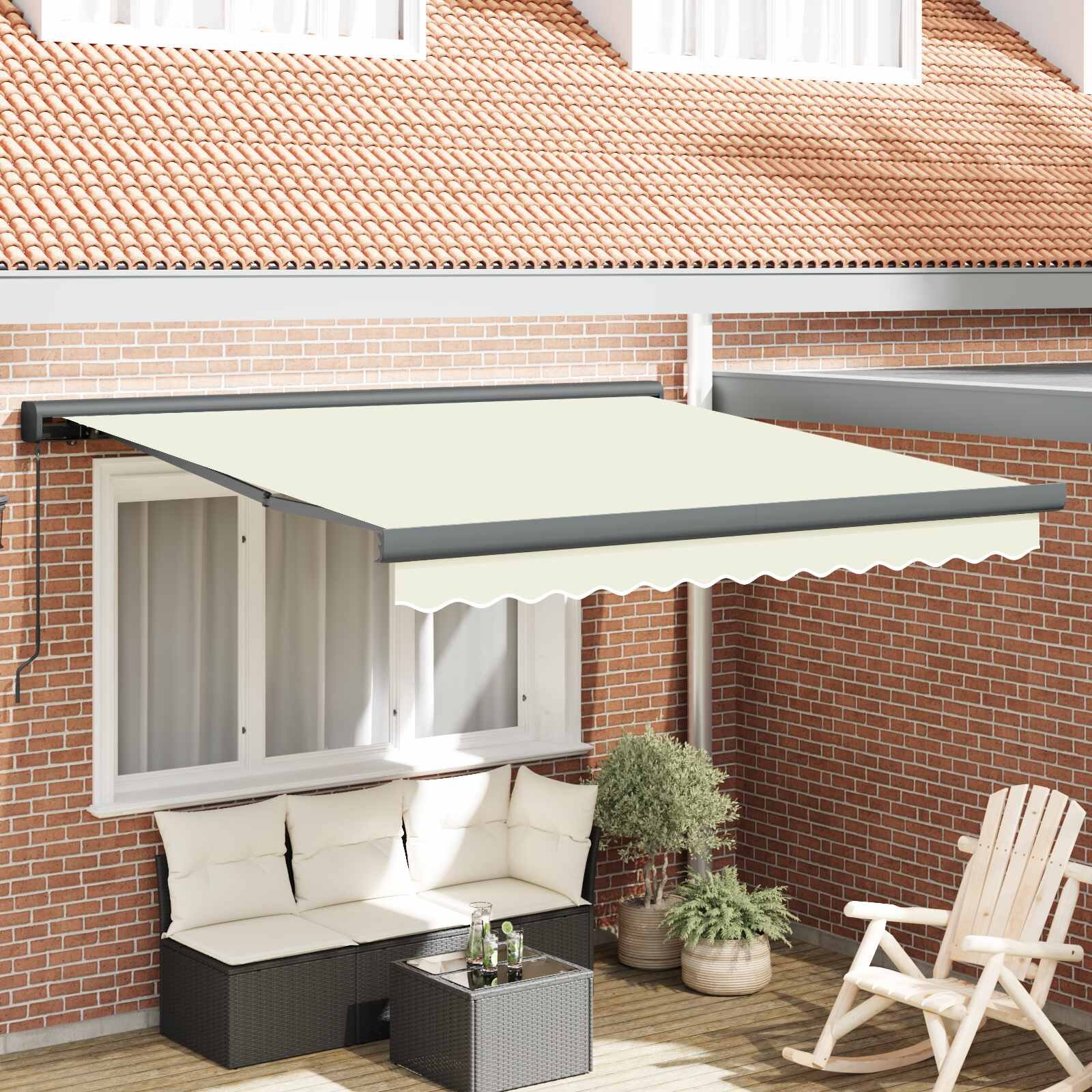 vidaXL Прибираща се тента Кремаво 300 x 250 cm Платно и алуминий