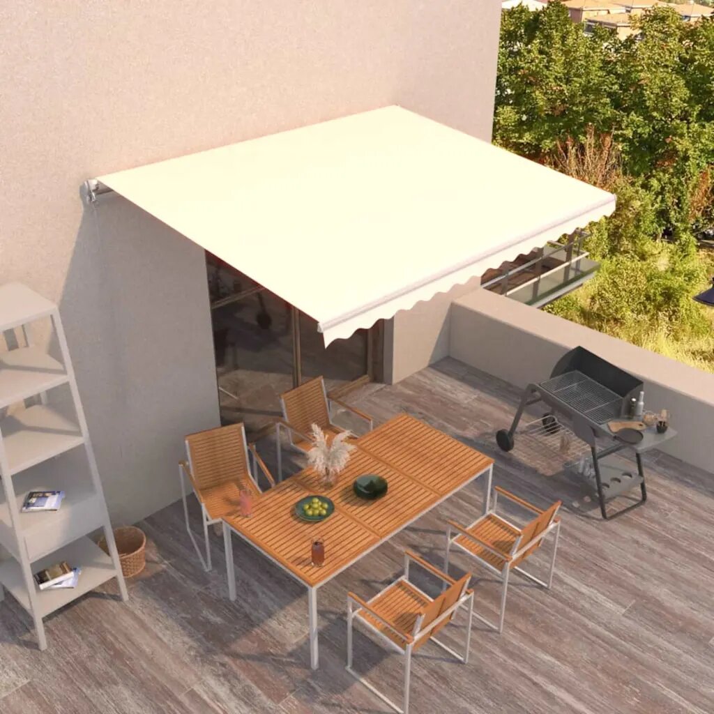 vidaXL Прибираща се тента Кремаво 400 × 350 cm Полиестер и алуминий