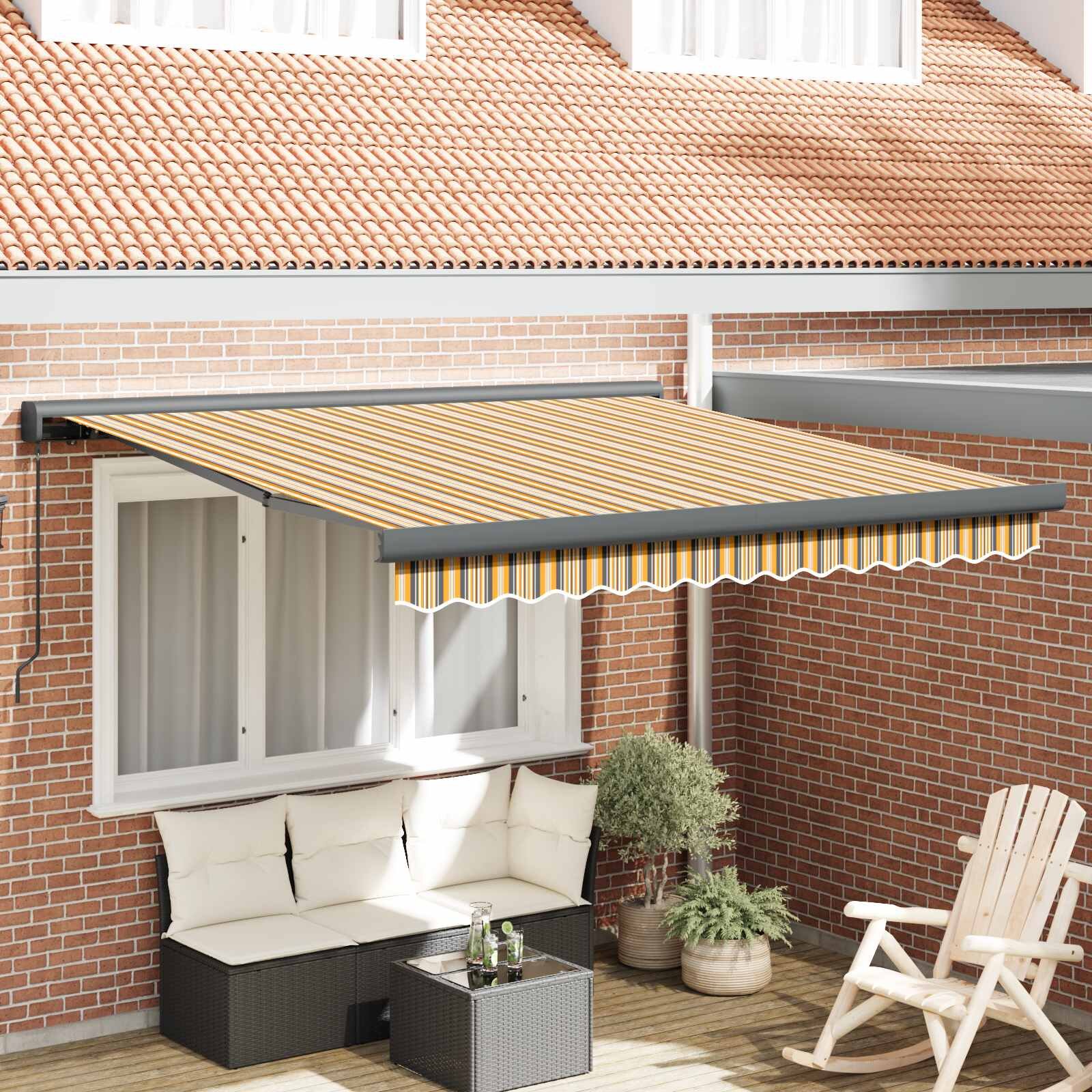 vidaXL Прибираща се тента Многоцветен 350 x 250 cm Платно и алуминий