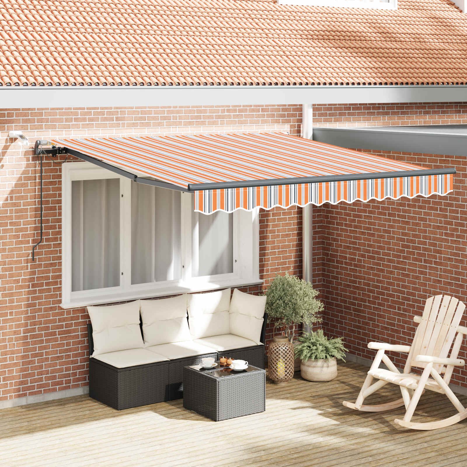 vidaXL Прибираща се тента Многоцветен 350 x 250 cm Полиестер