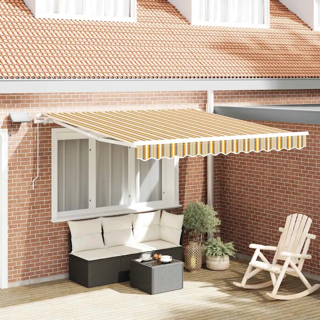 vidaXL Прибираща се тента Многоцветен 350 x 250 cm Тъкан и алуминий