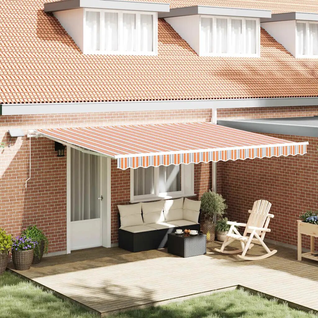 vidaXL Прибираща се тента Многоцветен 450 × 300 cm Тъкан и алуминий
