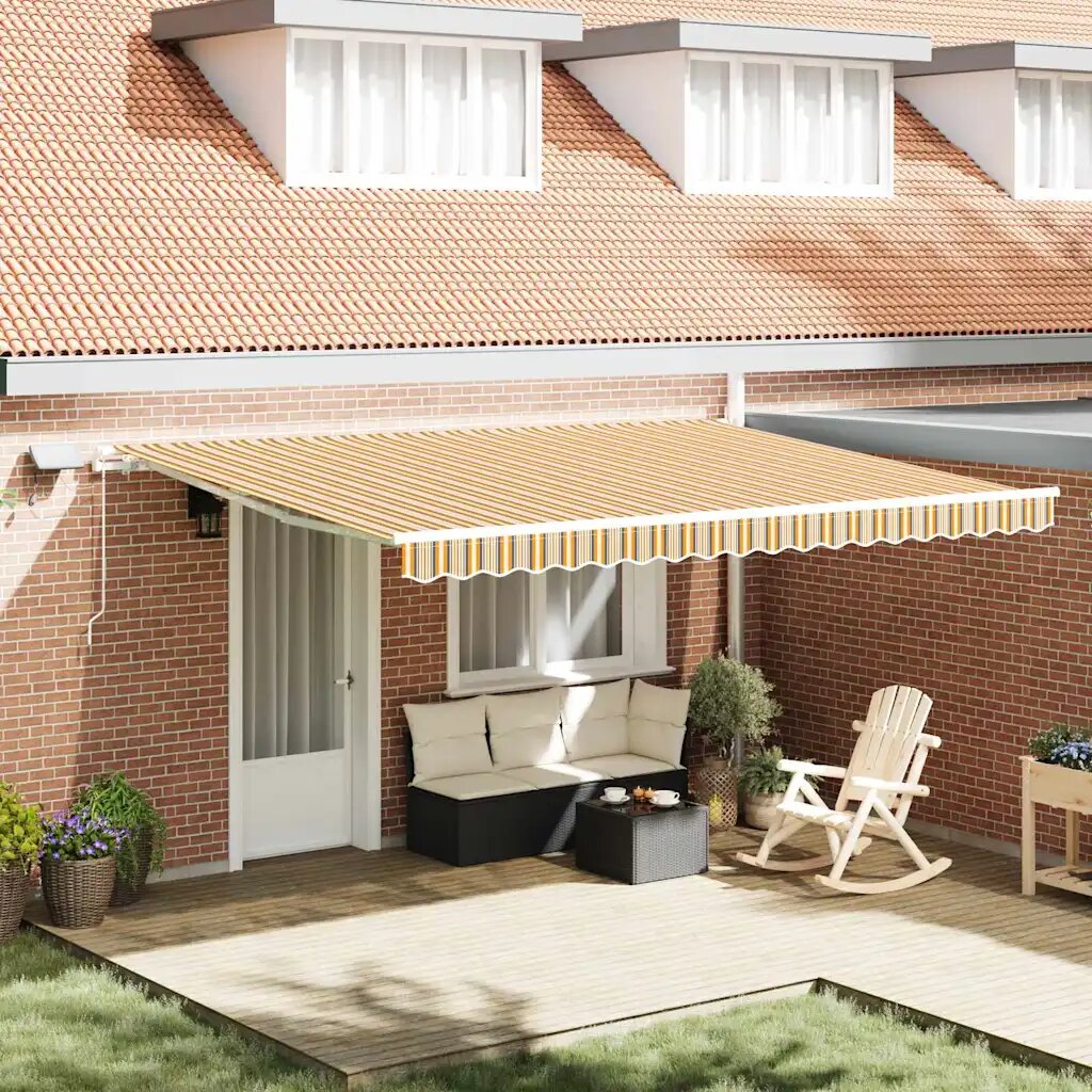 vidaXL Прибираща се тента Многоцветен 450 × 300 cm Тъкан и алуминий