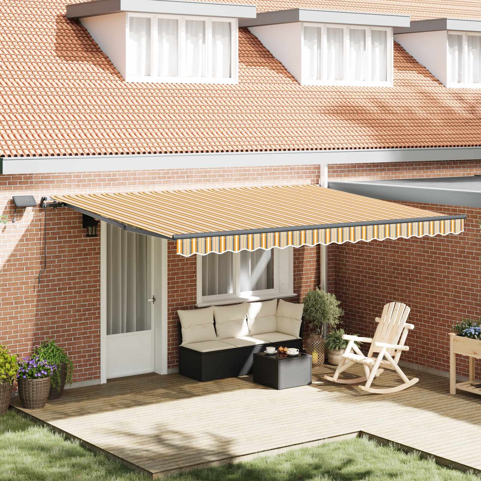 vidaXL Прибираща се тента Многоцветен 450 × 350 cm Тъкан и алуминий