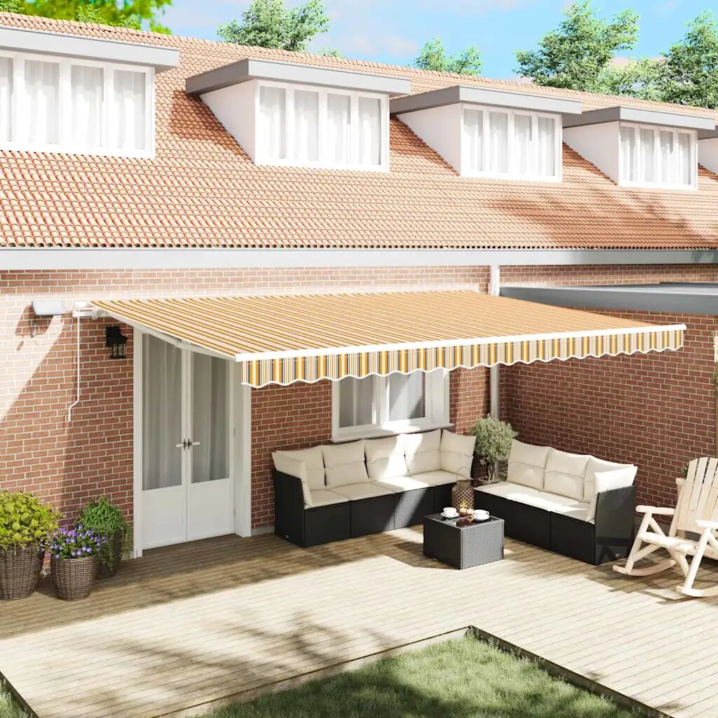 vidaXL Прибираща се тента Многоцветен 500 × 350 cm Тъкан и алуминий