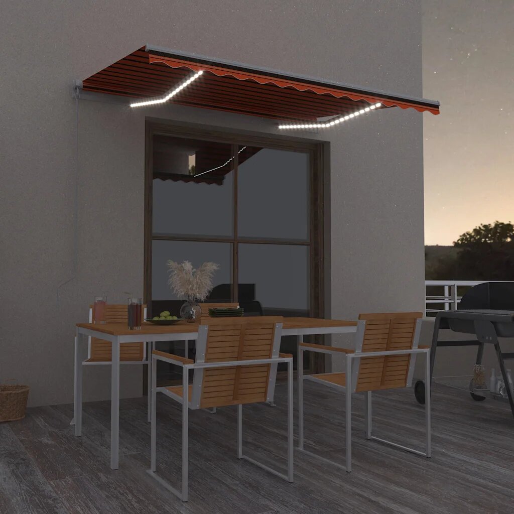 vidaXL Прибираща се тента Оранжево и кафяво 300 x 250 cm