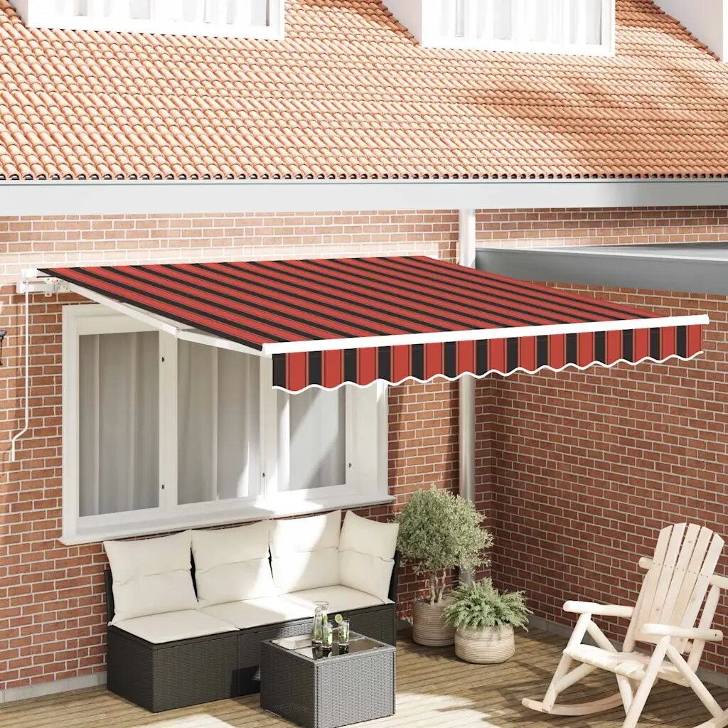 vidaXL Прибираща се тента Оранжево и кафяво 350 x 250 cm