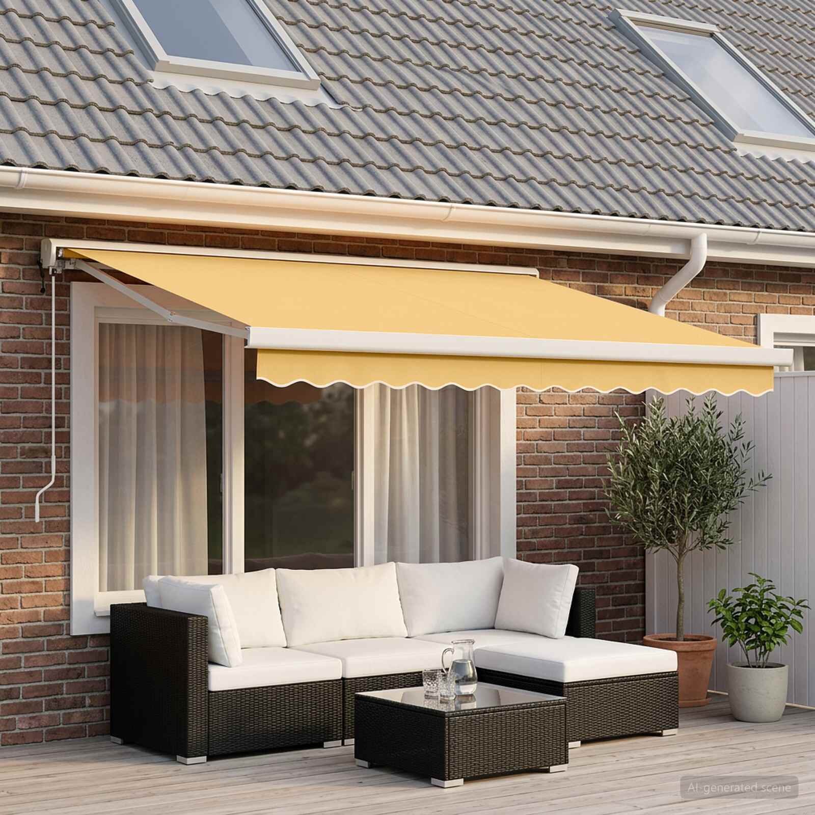 vidaXL Прибираща се тента Пясък 300 x 250 cm Текстил и Метал