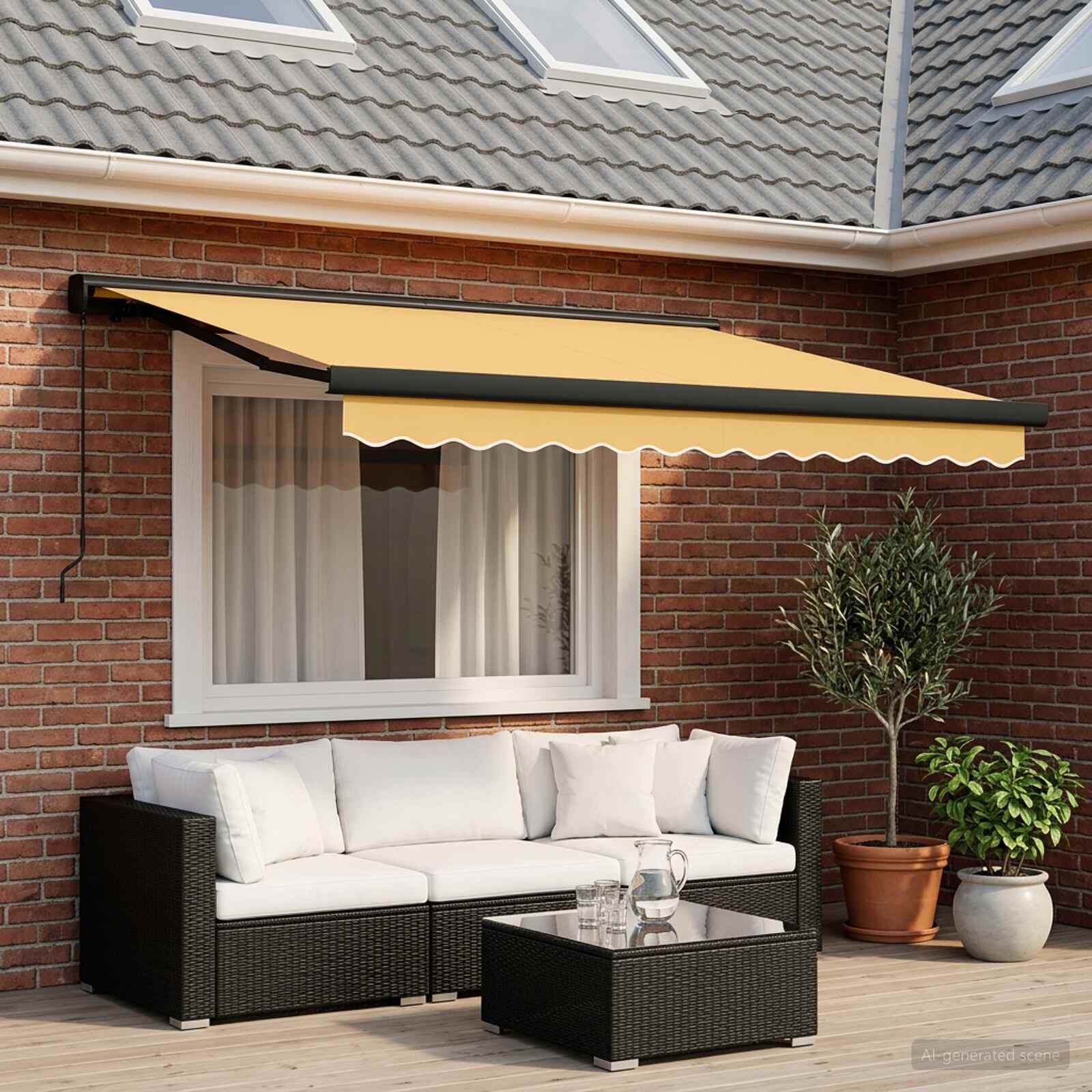 vidaXL Прибираща се тента Пясък 350 x 250 cm Платно и алуминий