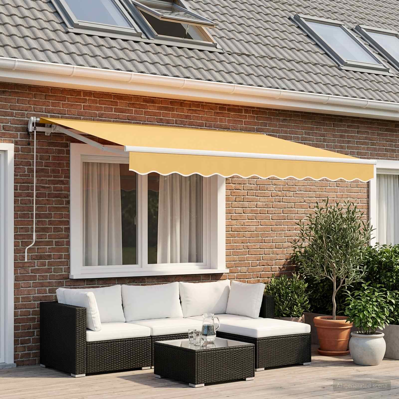vidaXL Прибираща се тента Пясък 400 × 350 cm Полиестер