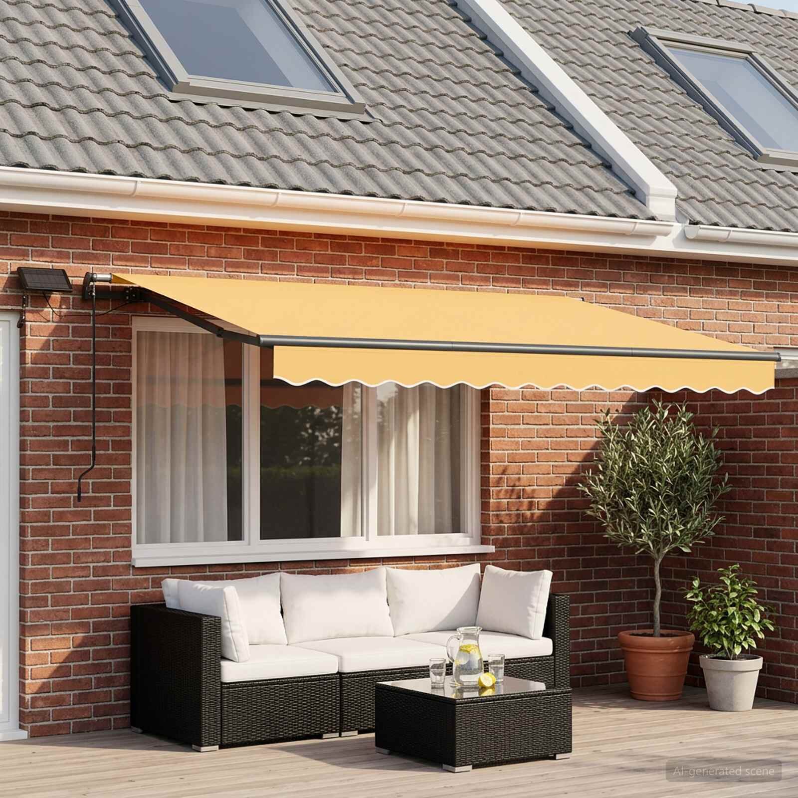 vidaXL Прибираща се тента Пясък 450 × 300 cm Тъкан и алуминий