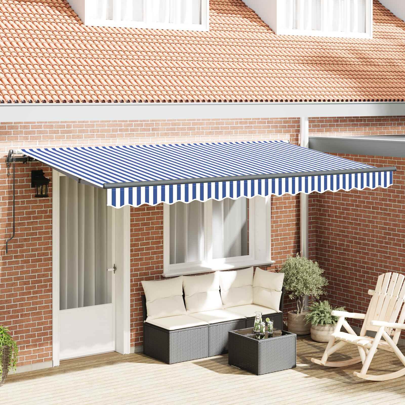 vidaXL Прибираща се тента Синьо 350 x 200 cm текстил