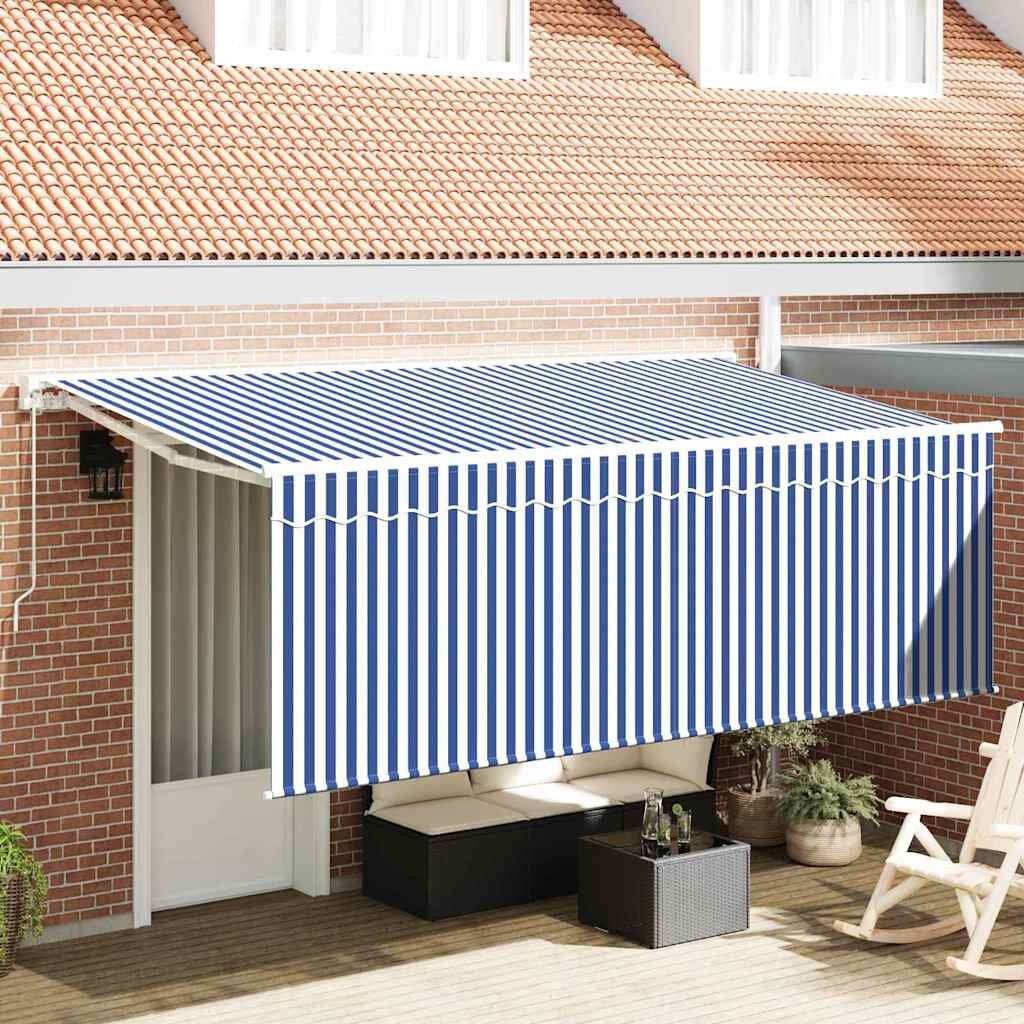 vidaXL Прибираща се тента Синьо 350 x 200 cm текстил