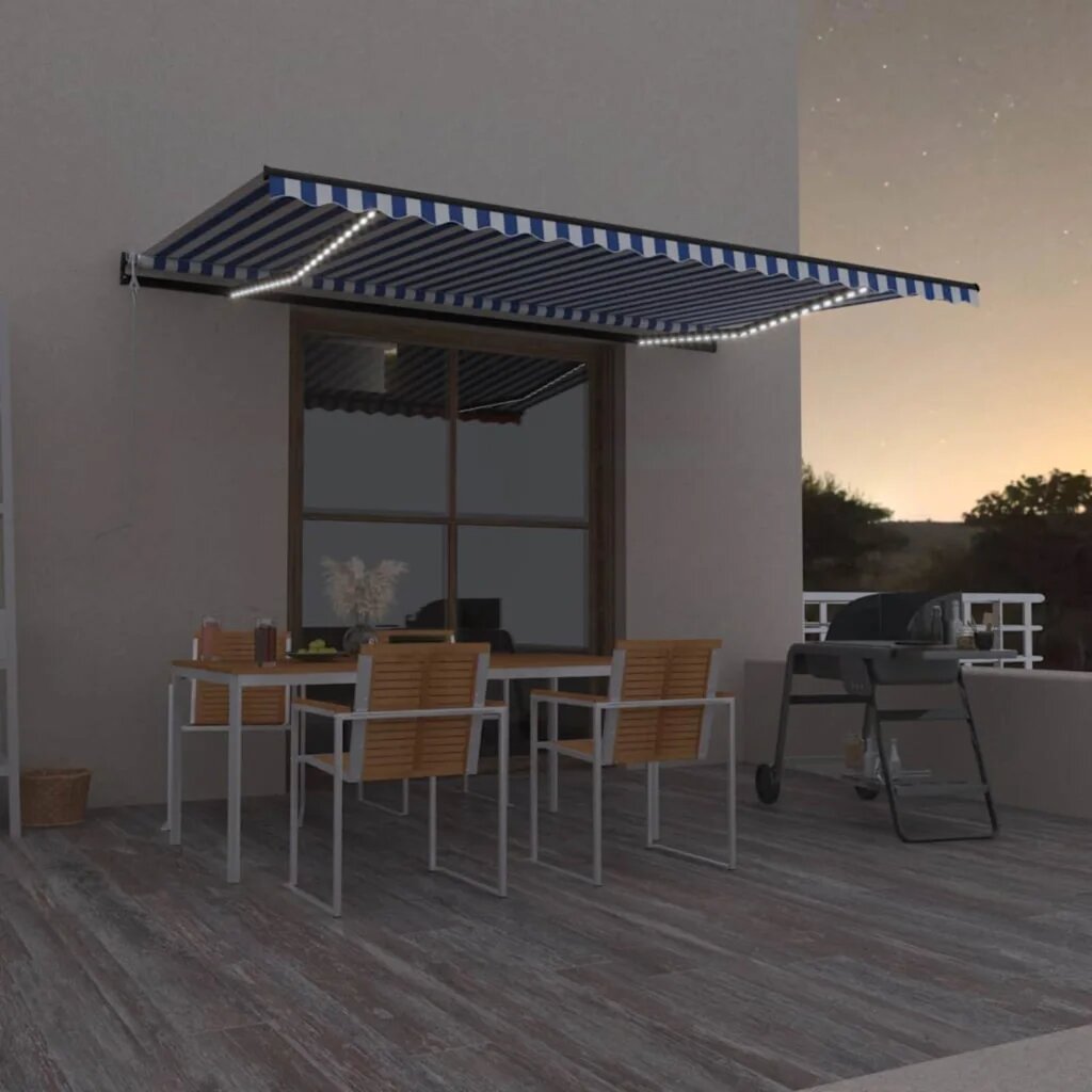 vidaXL Прибираща се тента Синьо и бяло 500 × 300 cm Полиестер