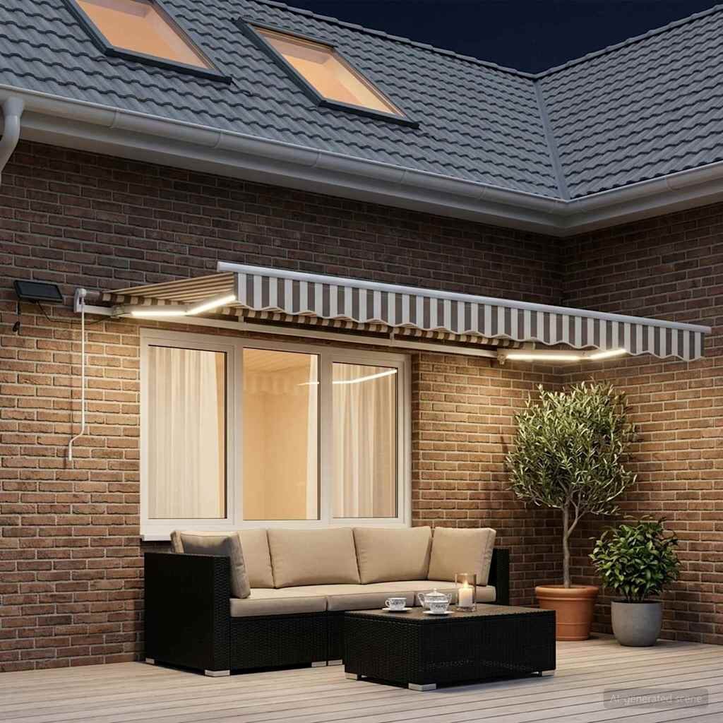 vidaXL Прибираща се тента Светлосив и бял 300 x 250 cm