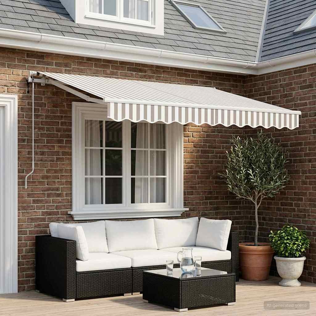 vidaXL Прибираща се тента Светлосив и бял 300 x 250 cm Полиестер