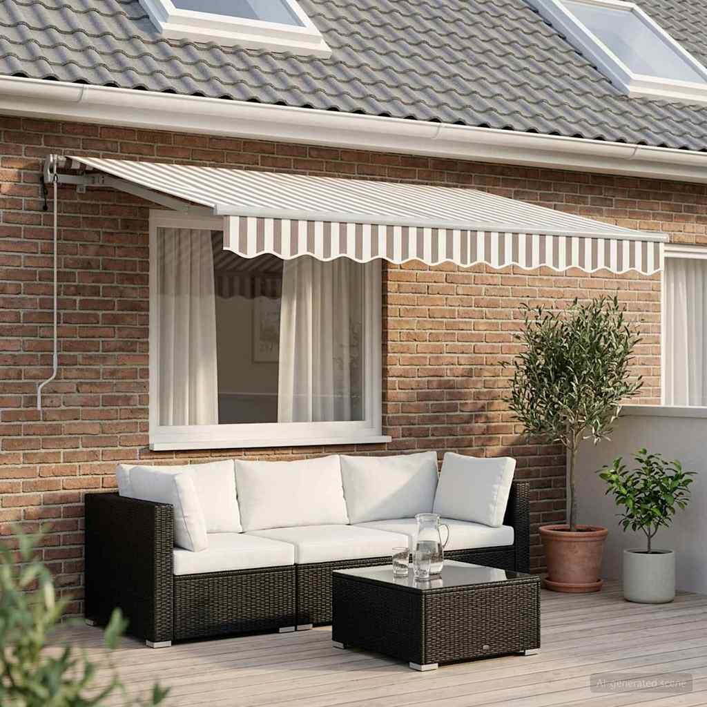 vidaXL Прибираща се тента Светлосив и бял 350 x 250 cm