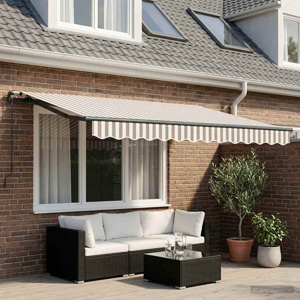 vidaXL Прибираща се тента Светлосив и бял 350 x 250 cm