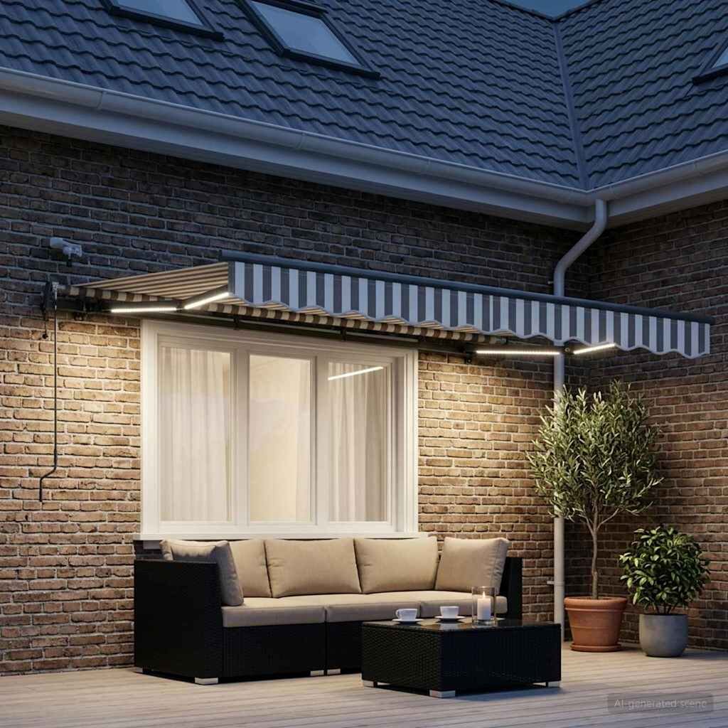 vidaXL Прибираща се тента Светлосив и бял 350 x 250 cm Полиестер