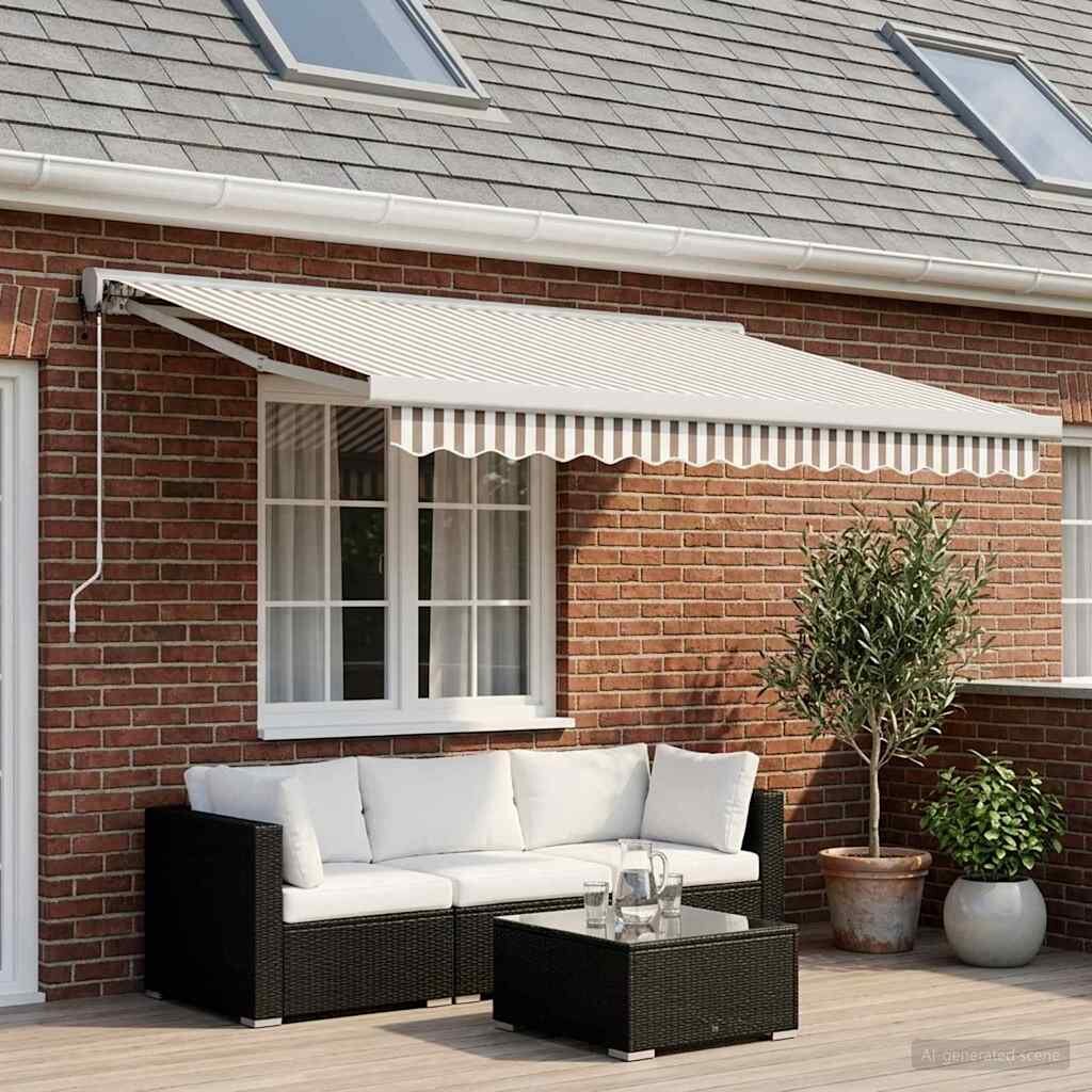 vidaXL Прибираща се тента Светлосив и бял 350 x 250 cm Текстил и Метал
