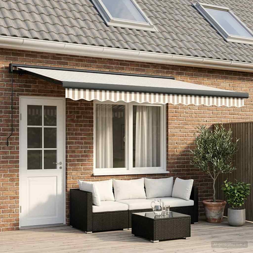 vidaXL Прибираща се тента Светлосив и бял 400 × 300 cm