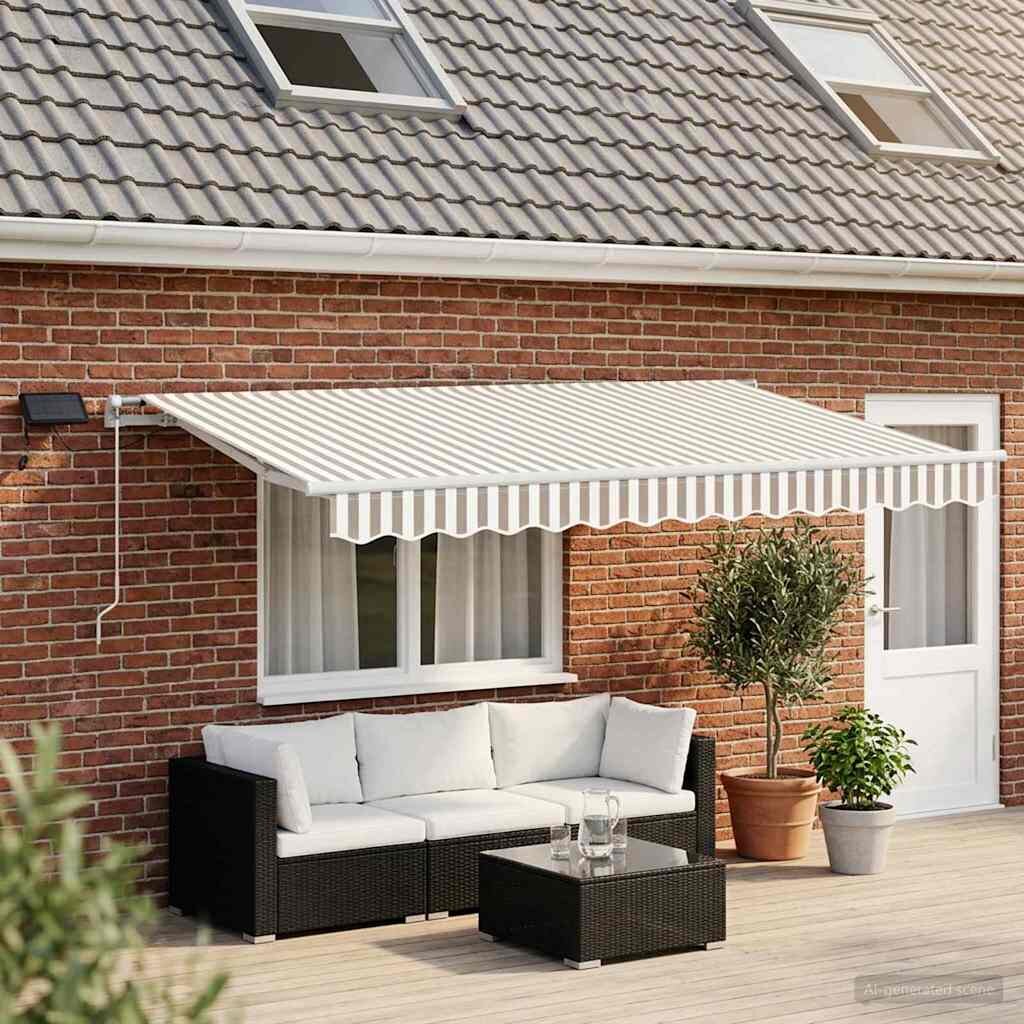 vidaXL Прибираща се тента Светлосив и бял 450 × 300 cm