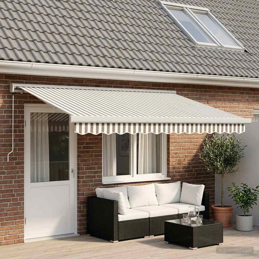 vidaXL Прибираща се тента Светлосив и бял 450 × 300 cm
