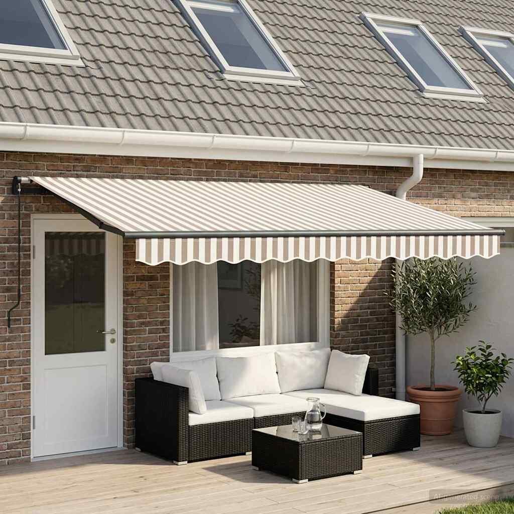 vidaXL Прибираща се тента Светлосив и бял 500 × 300 cm
