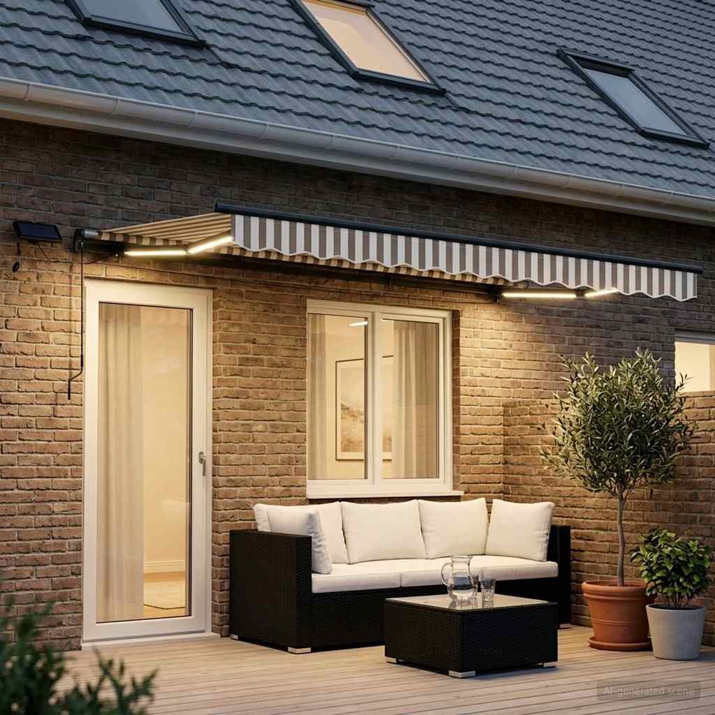 vidaXL Прибираща се тента Светлосив и бял 500 × 300 cm