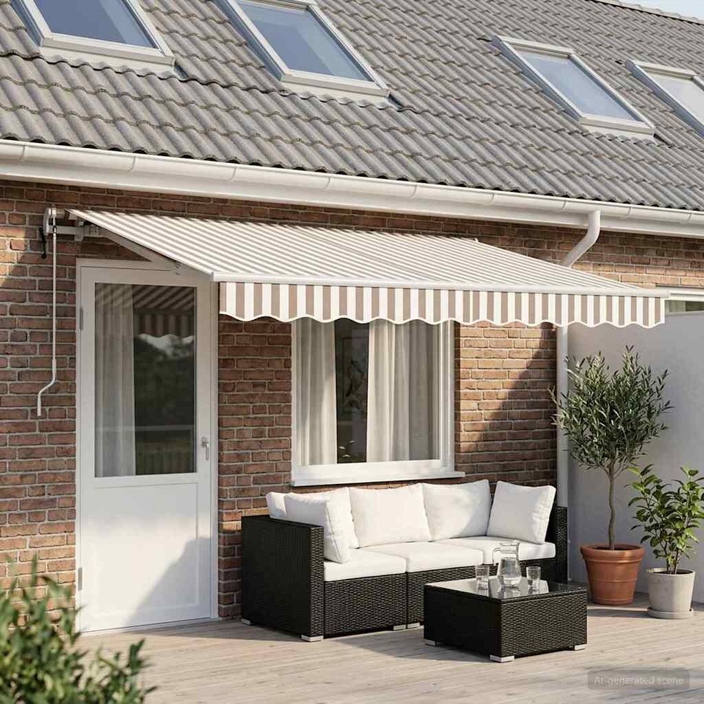 vidaXL Прибираща се тента Светлосив и бял 500 × 350 cm