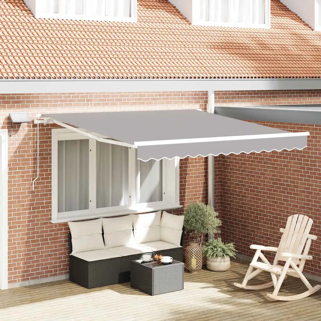 vidaXL Прибираща се тента Светлосиво 300 x 250 cm Тъкан и алуминий