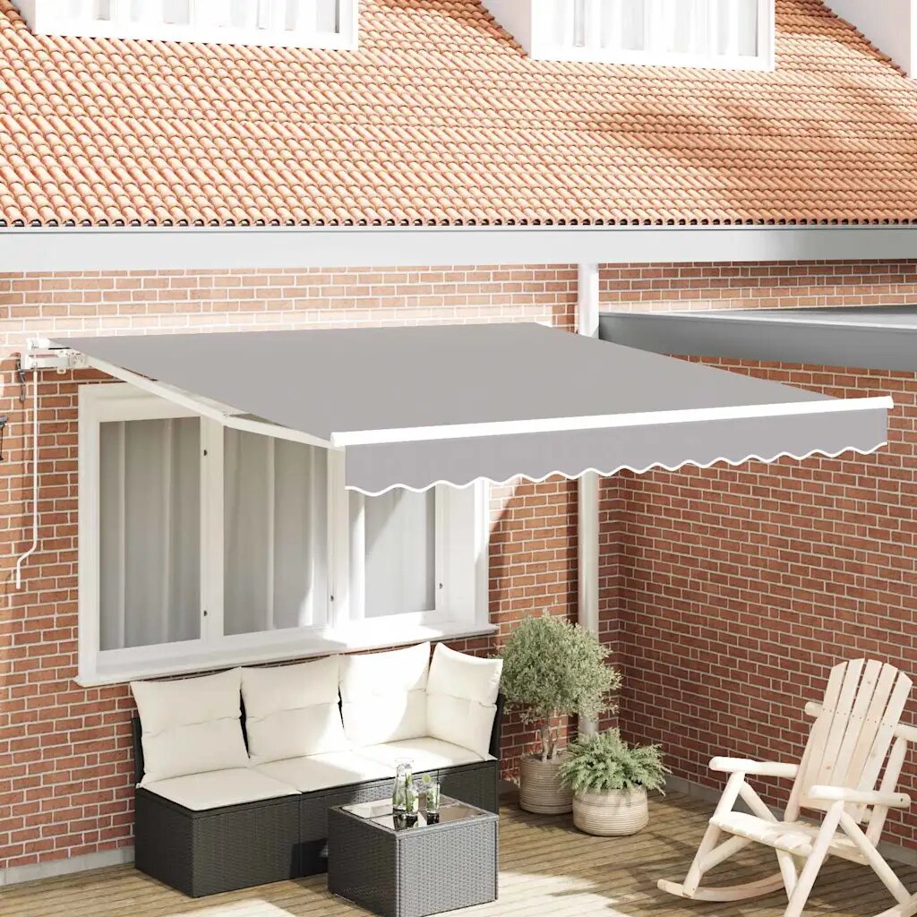 vidaXL Прибираща се тента Светлосиво 300 x 250 cm Тъкан и алуминий