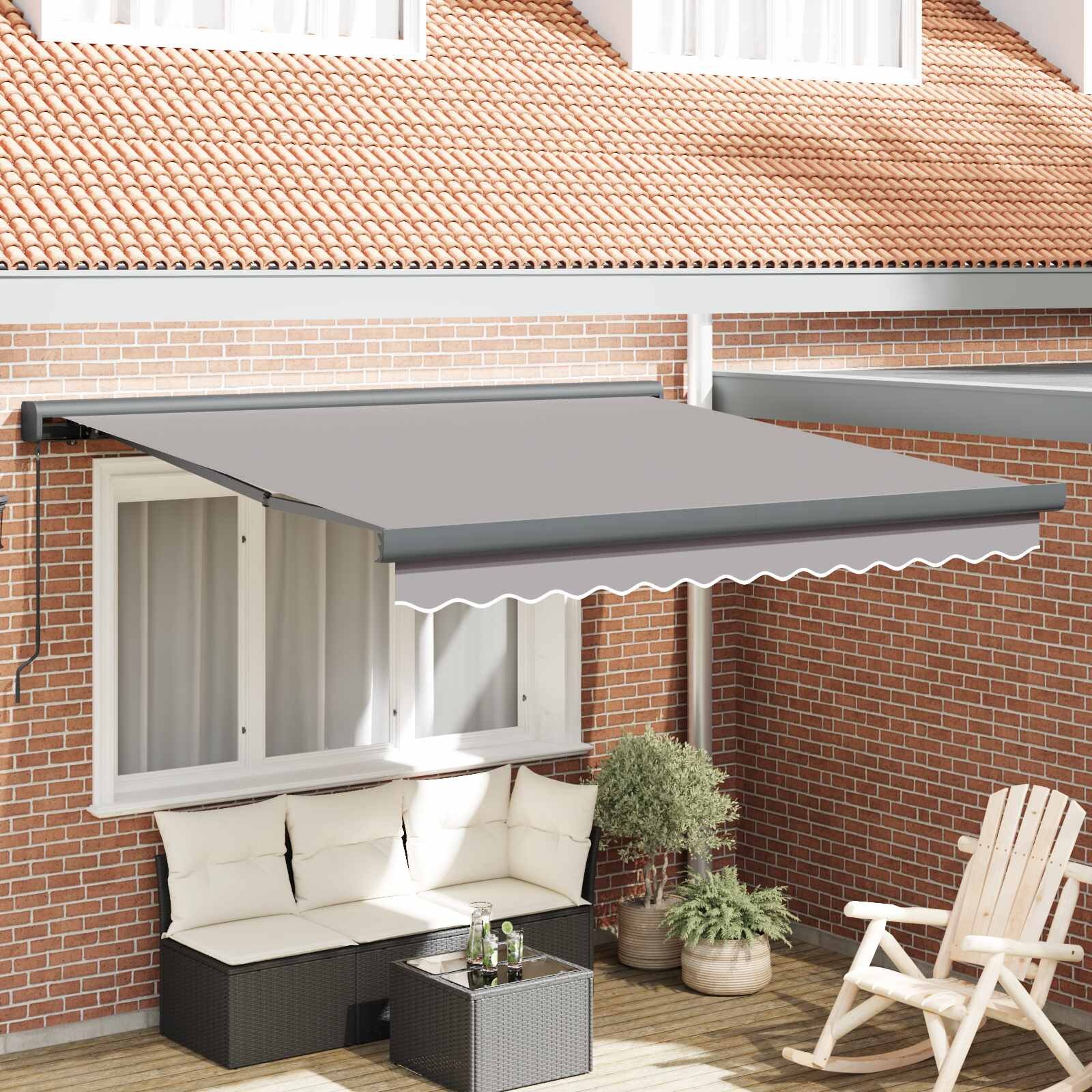 vidaXL Прибираща се тента Светлосиво 350 x 250 cm Платно и алуминий