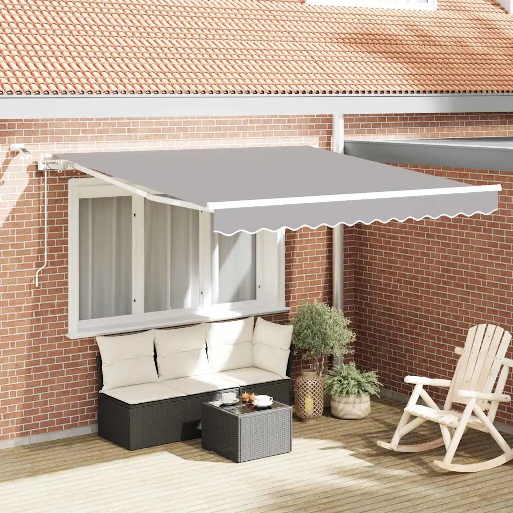 vidaXL Прибираща се тента Светлосиво 350 x 250 cm Полиестер