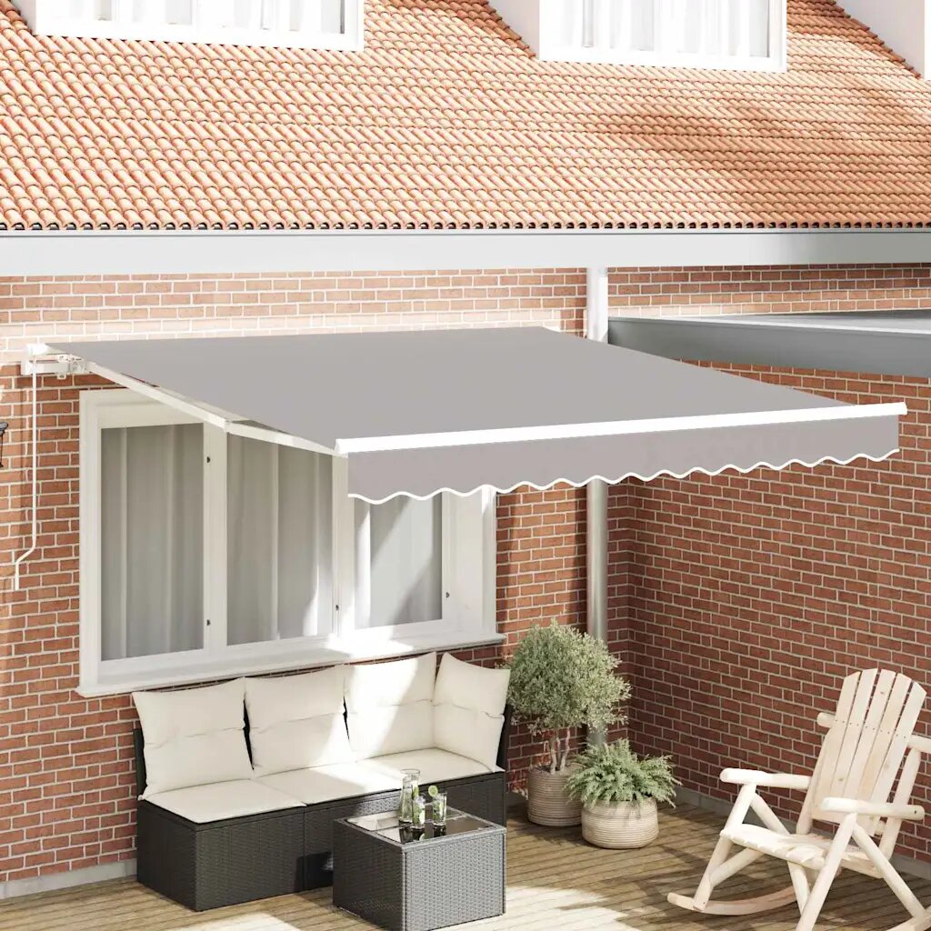 vidaXL Прибираща се тента Светлосиво 350 x 250 cm Полиестер и алуминий