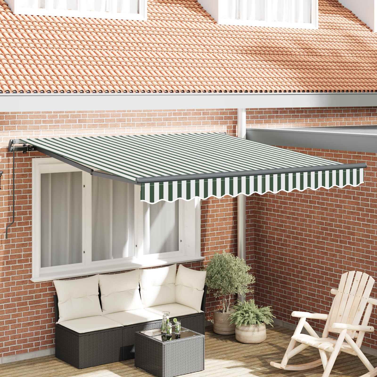 vidaXL Прибираща се тента Зелен и бял 300 x 250 cm