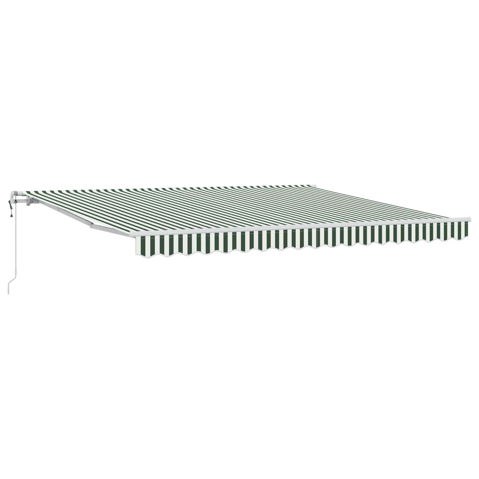 vidaXL Прибираща се тента Зелен и бял 400 × 300 cm Тъкан и алуминий