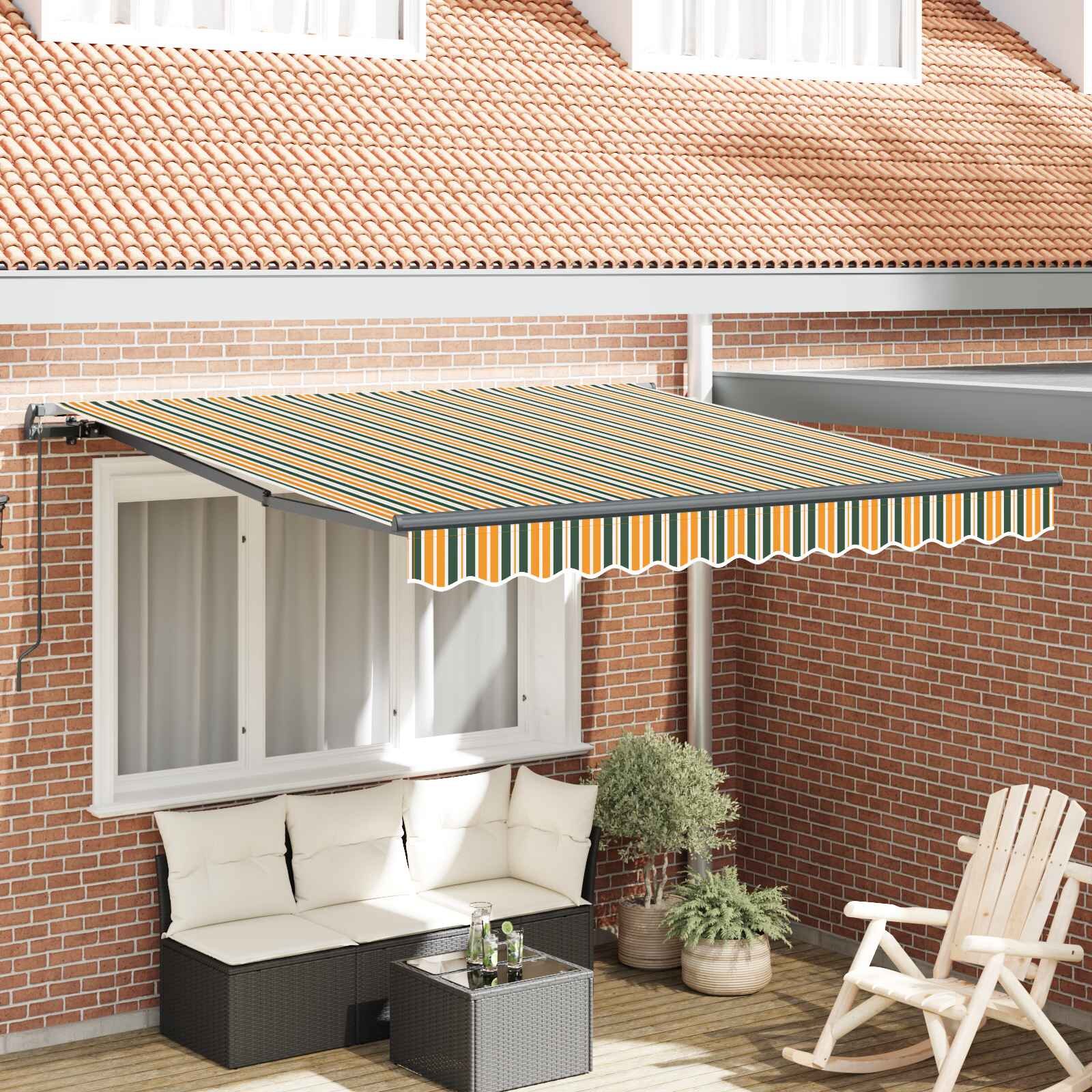 vidaXL Прибираща се тента Зелен и жълт 300 x 250 cm