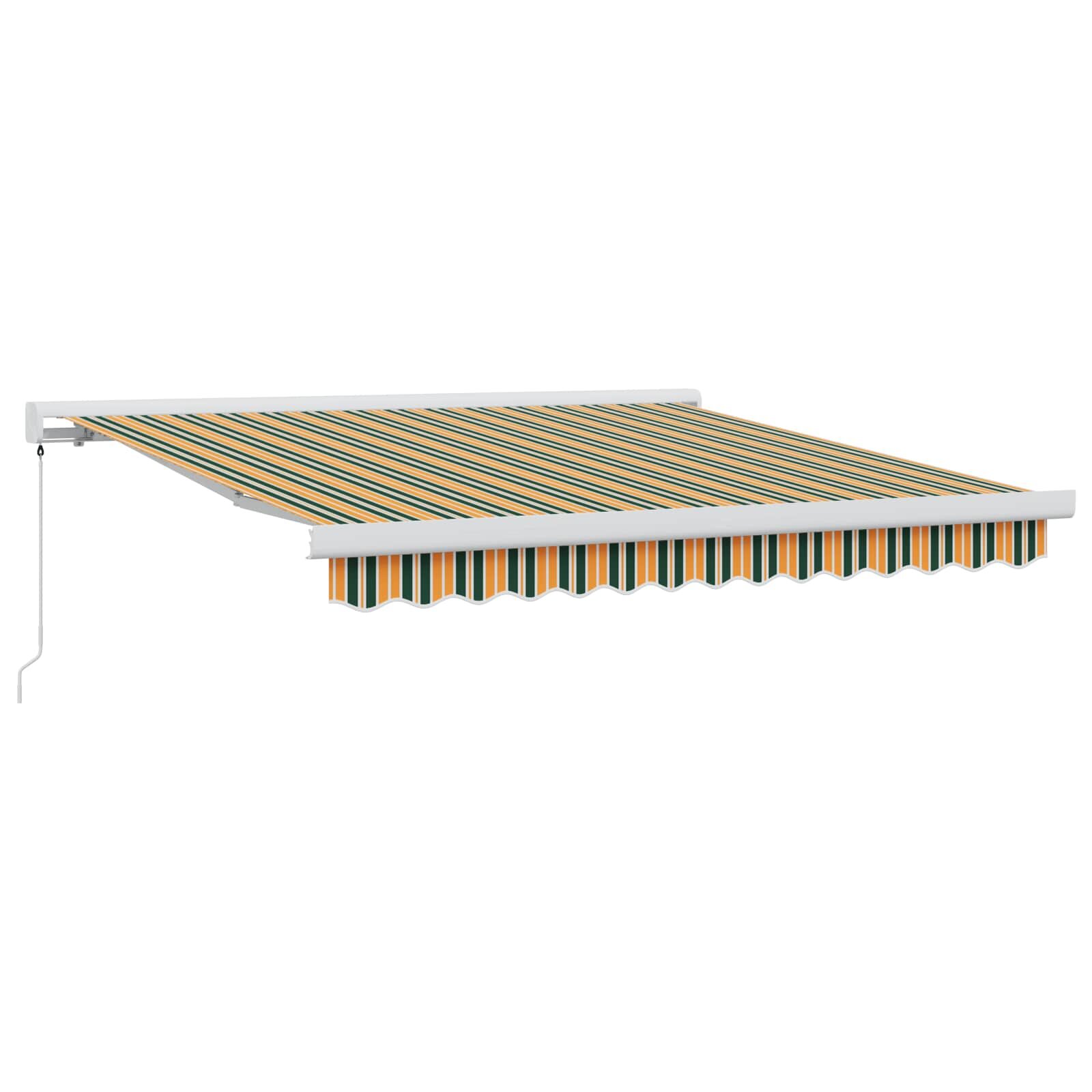 vidaXL Прибираща се тента Зелен и жълт 300 x 250 cm Платно и алуминий