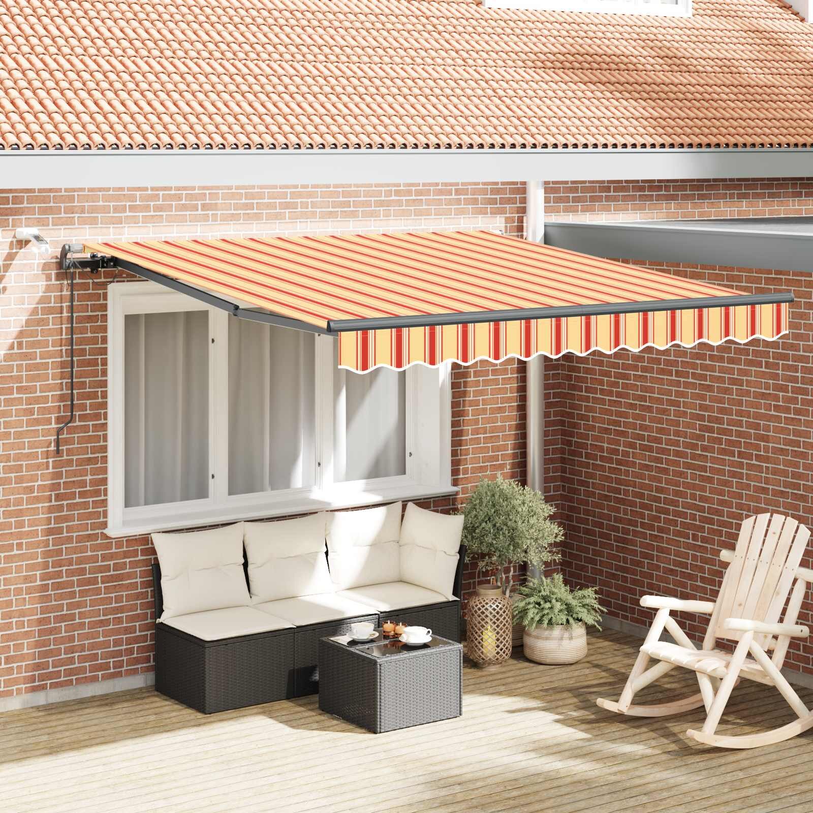 vidaXL Прибираща се тента Жълт и оранжев 300 x 250 cm Полиестер