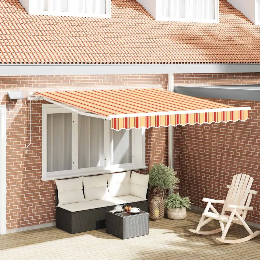 vidaXL Прибираща се тента Жълт и оранжев 300 x 250 cm Тъкан и алуминий