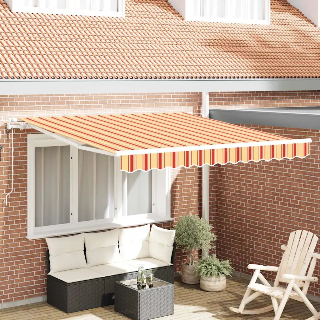 vidaXL Прибираща се тента Жълт и оранжев 300 x 250 cm Тъкан и алуминий