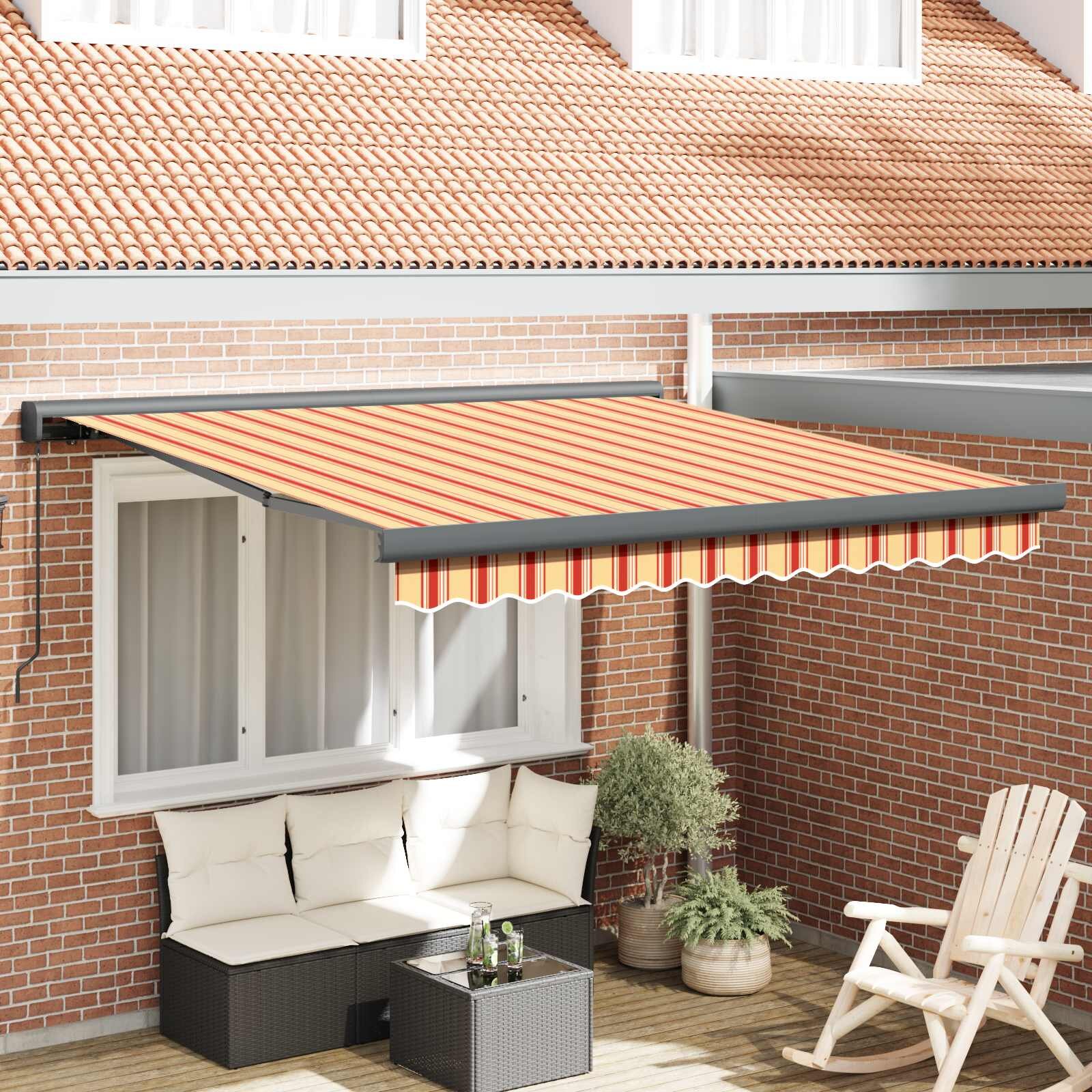 vidaXL Прибираща се тента Жълт и оранжев 350 x 250 cm