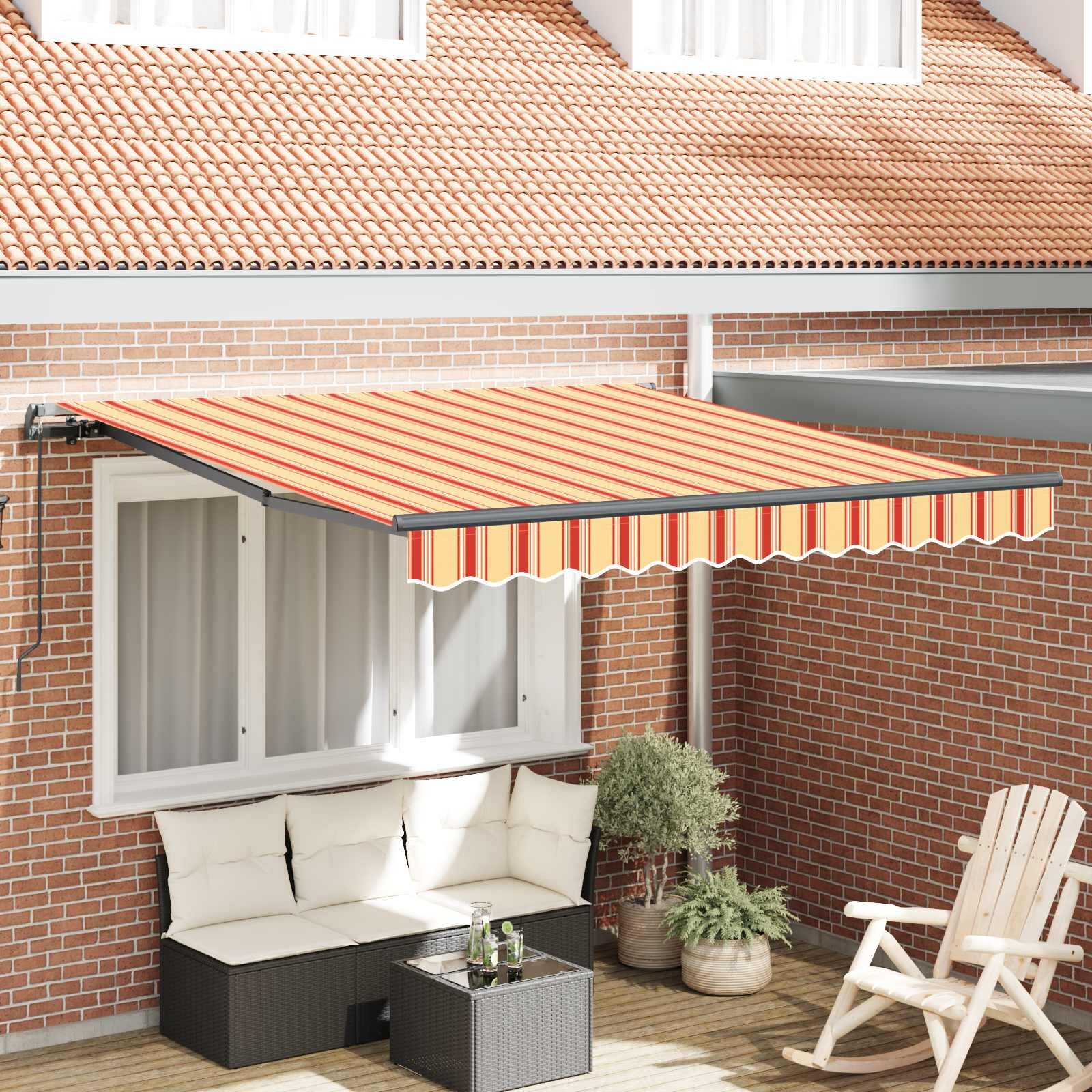 vidaXL Прибираща се тента Жълт и оранжев 350 x 250 cm