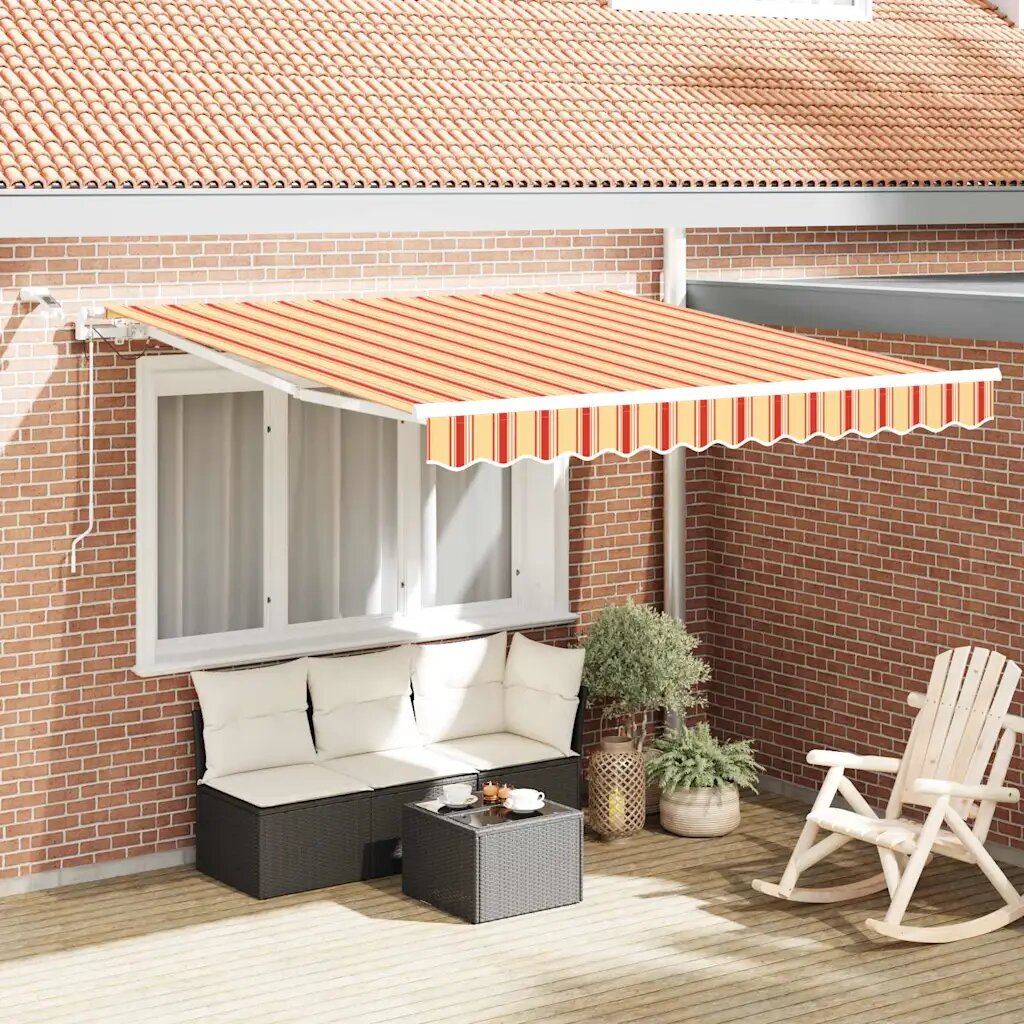 vidaXL Прибираща се тента Жълт и оранжев 350 x 250 cm Полиестер