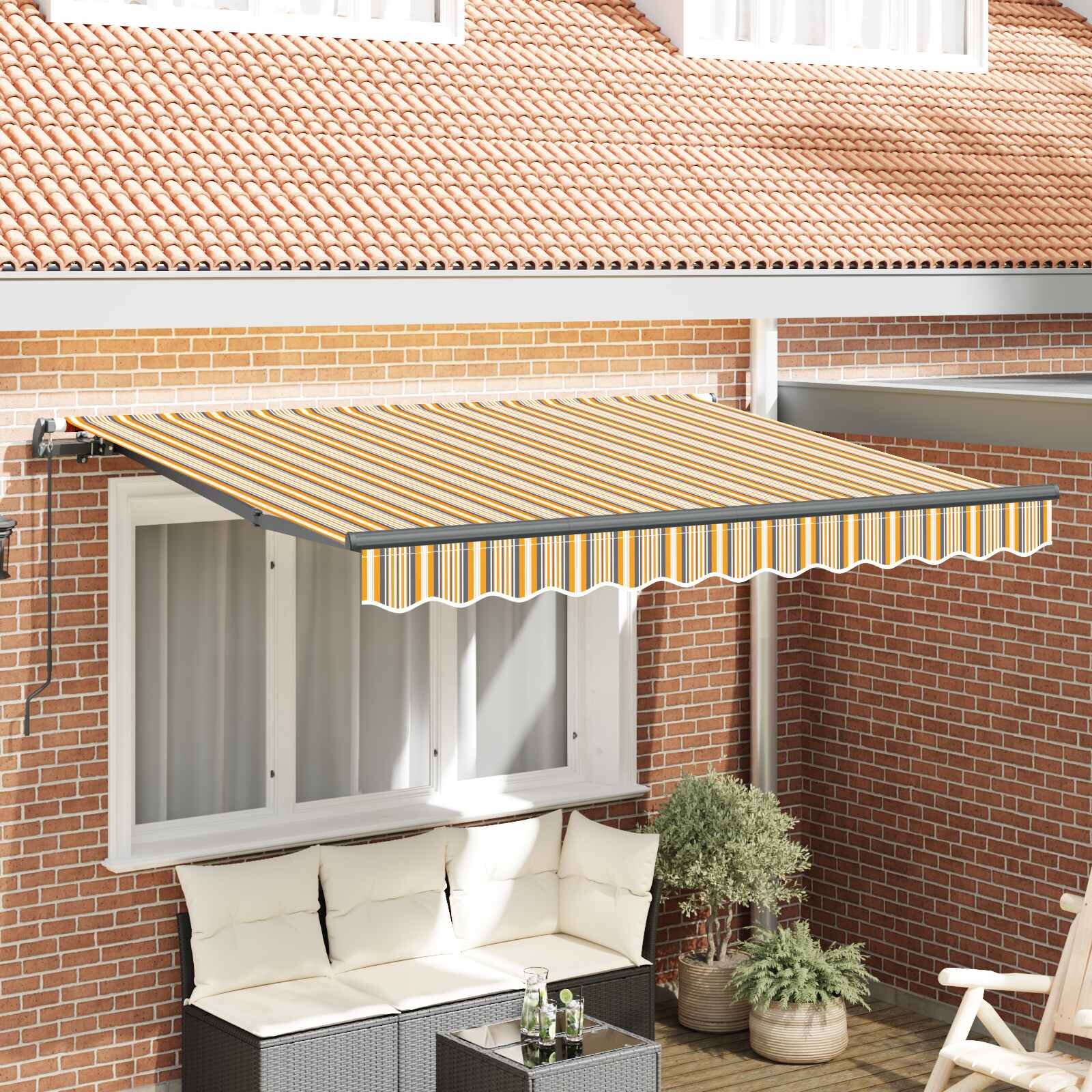 vidaXL Прибираща се тента Жълт и Сив 250 x 200 cm текстил