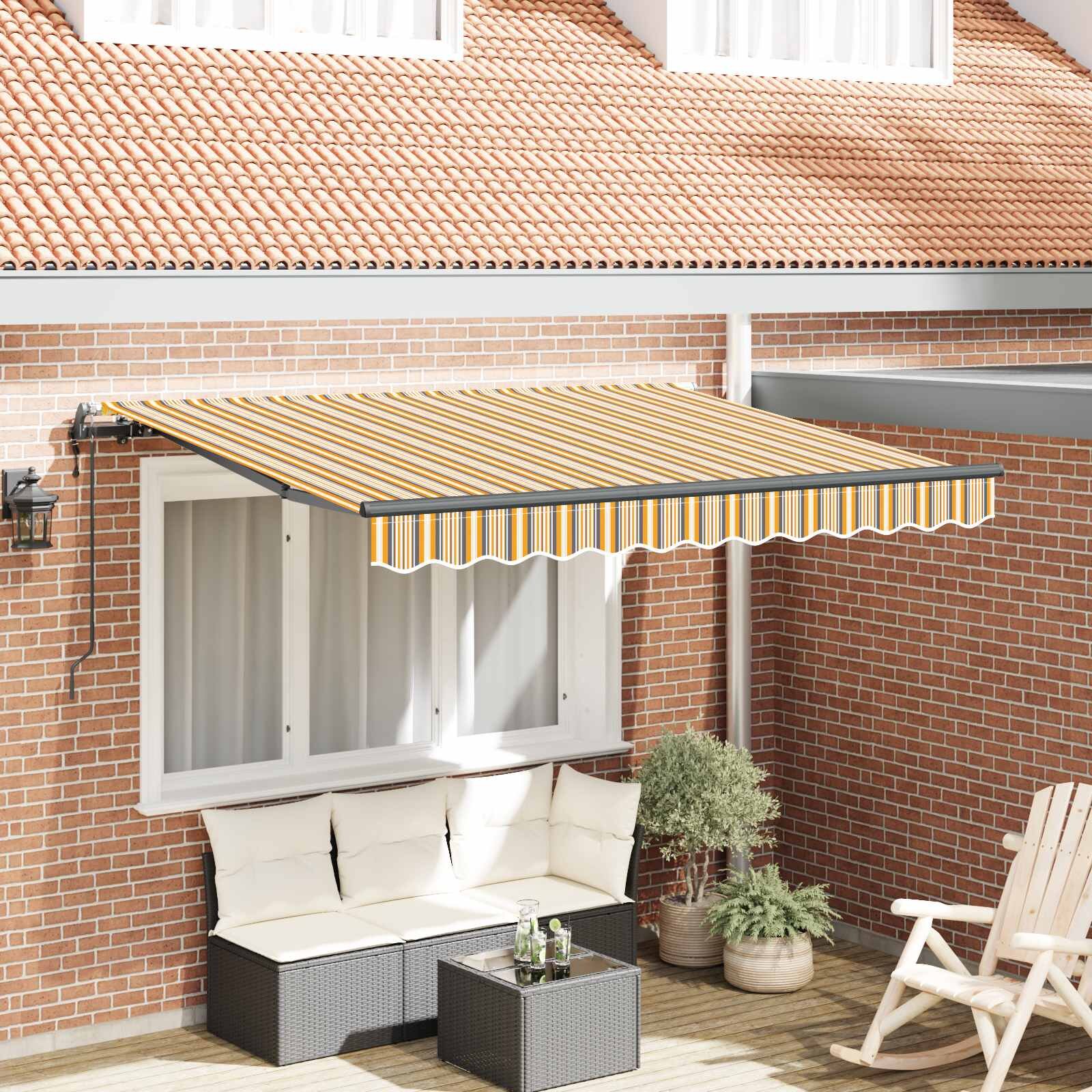 vidaXL Прибираща се тента Жълт и Сив 250 x 200 cm текстил