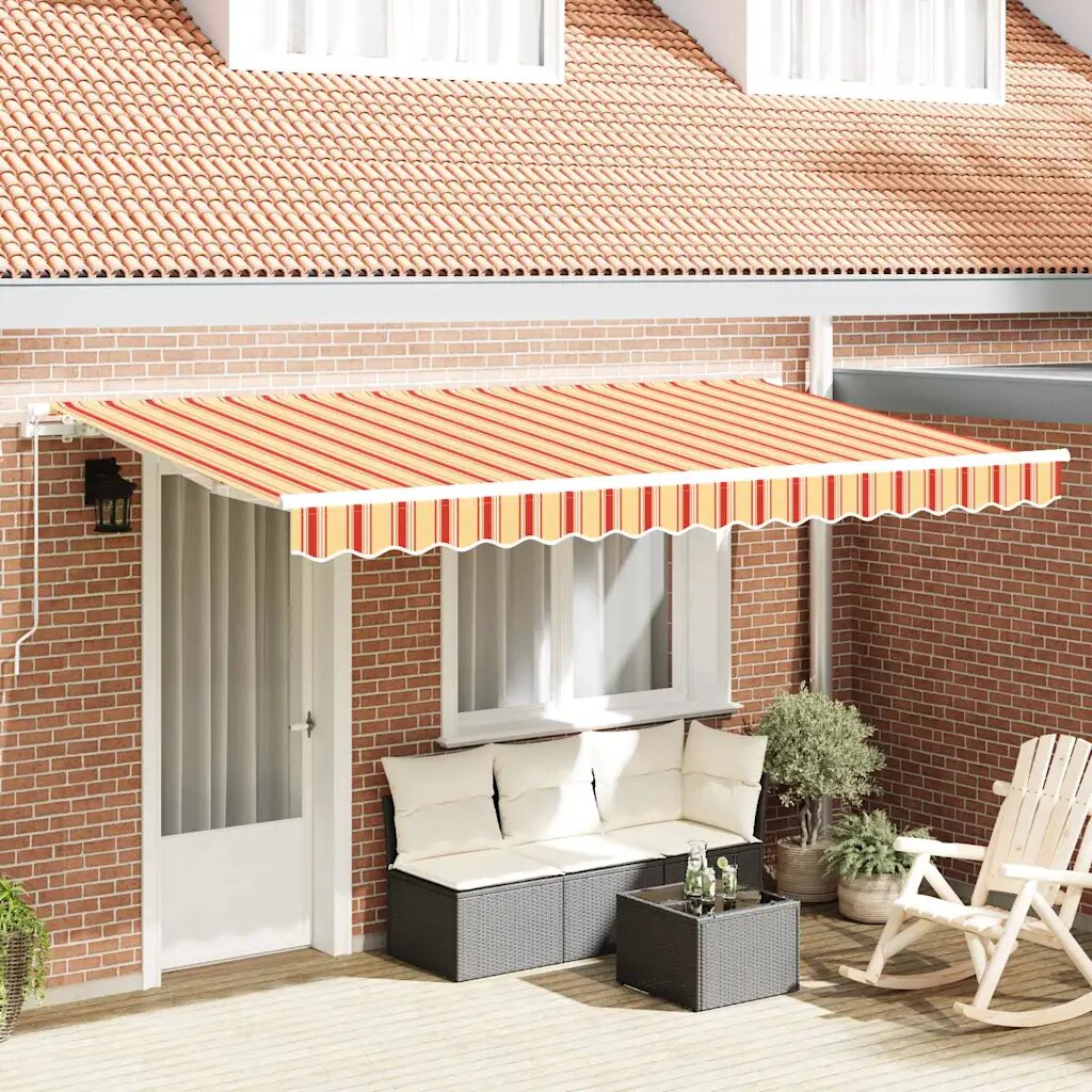vidaXL Прибираща се тента Жълто 400 x 200 cm текстил